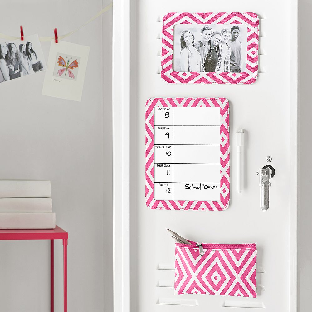 Locker Organizer Bundle, Preppy Diamond Pink Magenta
