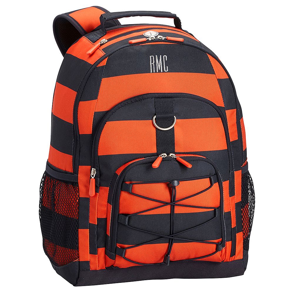 Gear-Up Orange/Navy Rugby Stripe Backpack