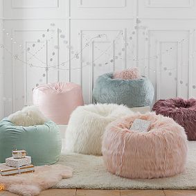 Himalayan Faux-Fur Mauve Bean Bag Chair