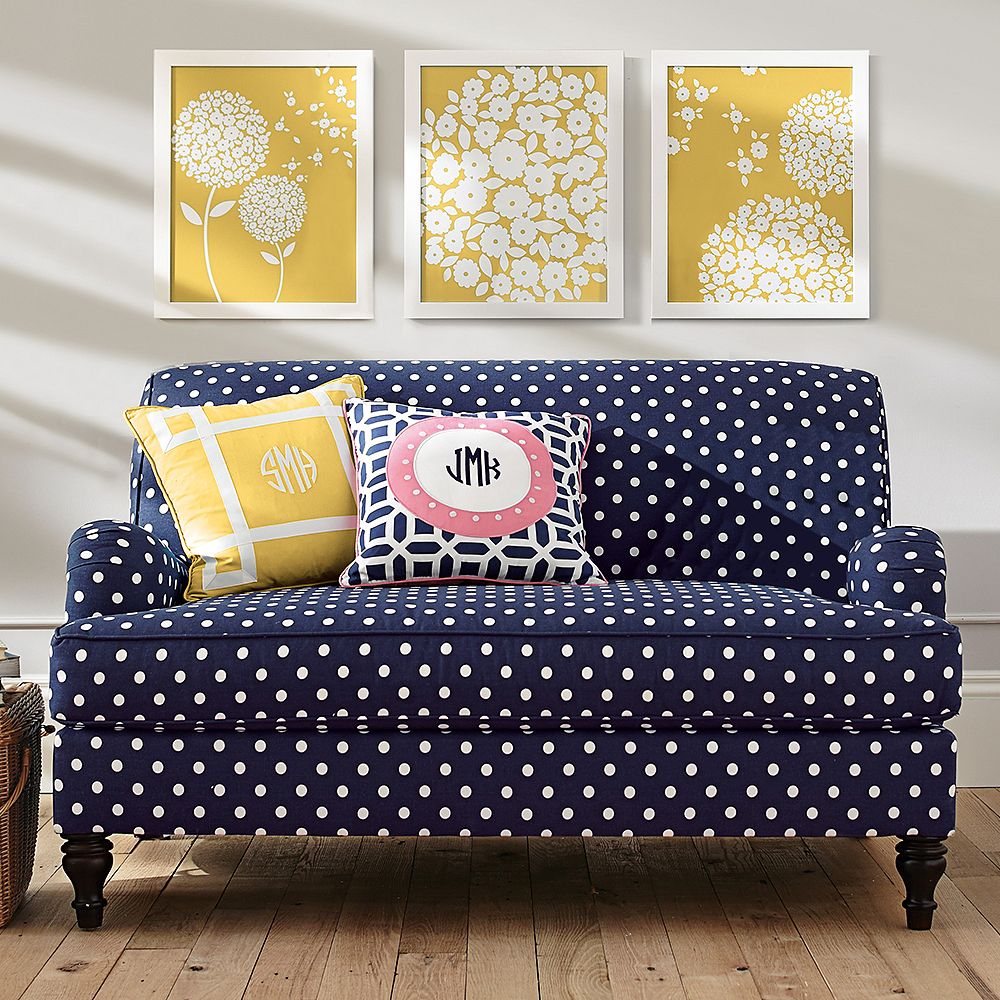 Navy Polka Dot Alston Loveseat