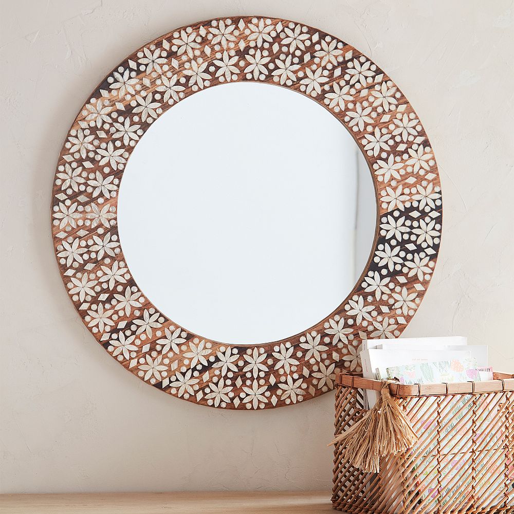 Round Capiz Inlay Mirror