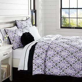 Decorator Damask Super Pouf Comforter, Purple Black