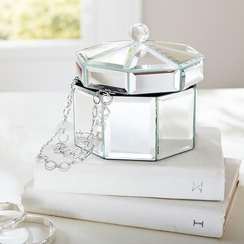 Mirrored Octagon Jewelry Box