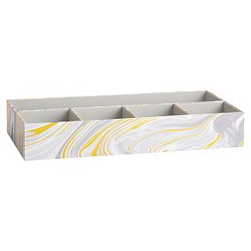 Paper Desk Accessories, Set Of 3, Gold Marble