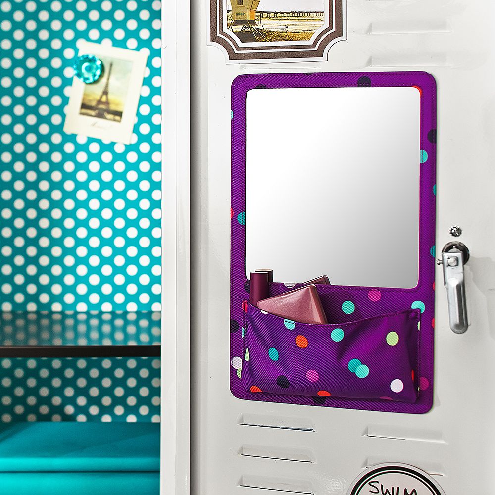 Gear-Up Purple Confetti Dot Locker Mirror Pocket
