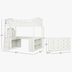 Chelsea Vanity Loft Bed &amp; 6-Drawer Dresser Set