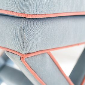 Chambray X-Frame Ottoman Stool