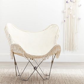 Ivory Canvas Butterfly Chair
