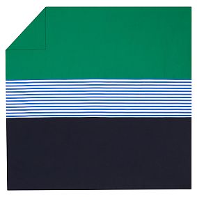 Nantucket Stripe Duvet Cover, Navy/Green