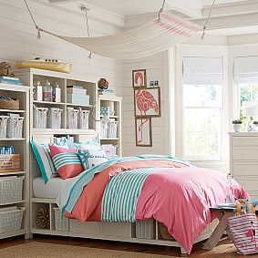 Nantucket Stripe Duvet Cover, Pink/Coral