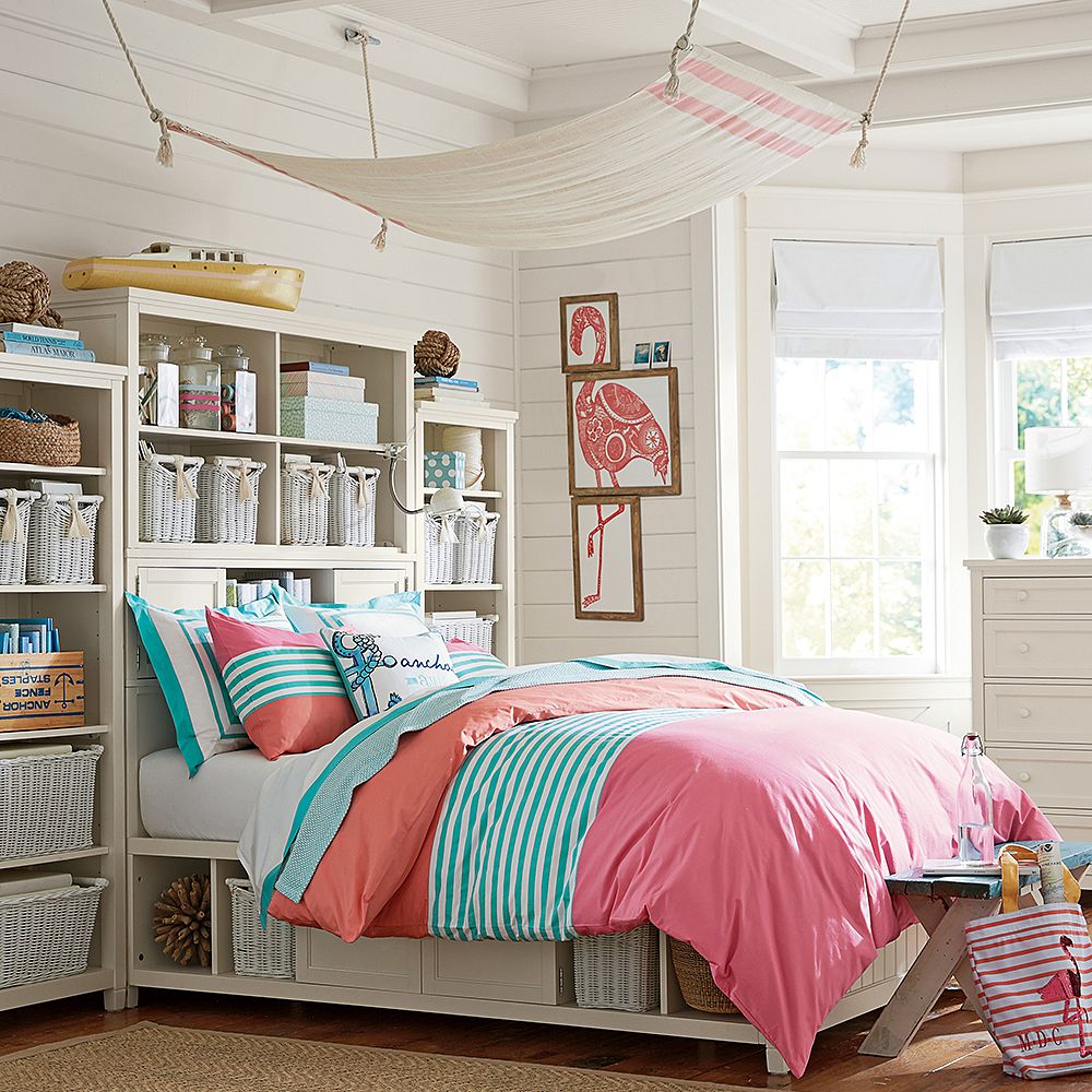 Nantucket Stripe Duvet Cover, Pink/Coral