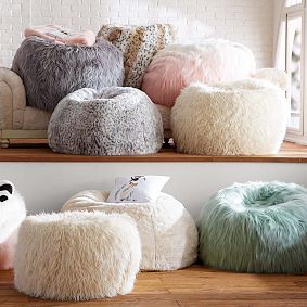 Large Peach Ombre Fur-rific Faux-Fur Bean Bag Chair
