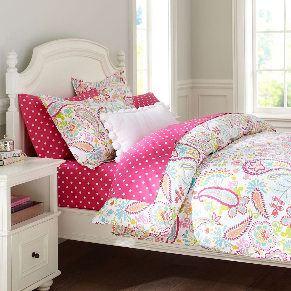 Swirly Paisley Duvet Cover &amp; Sham, Pink