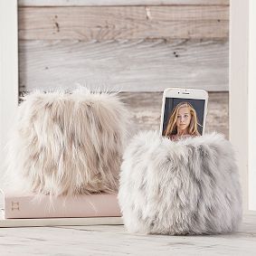 Faux-Fur Beanbag Phone Holder