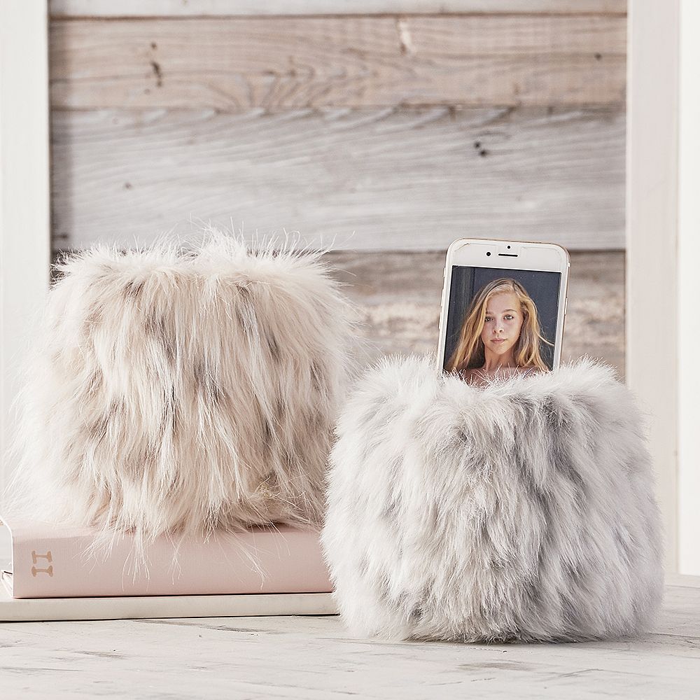 Faux-Fur Beanbag Phone Holder