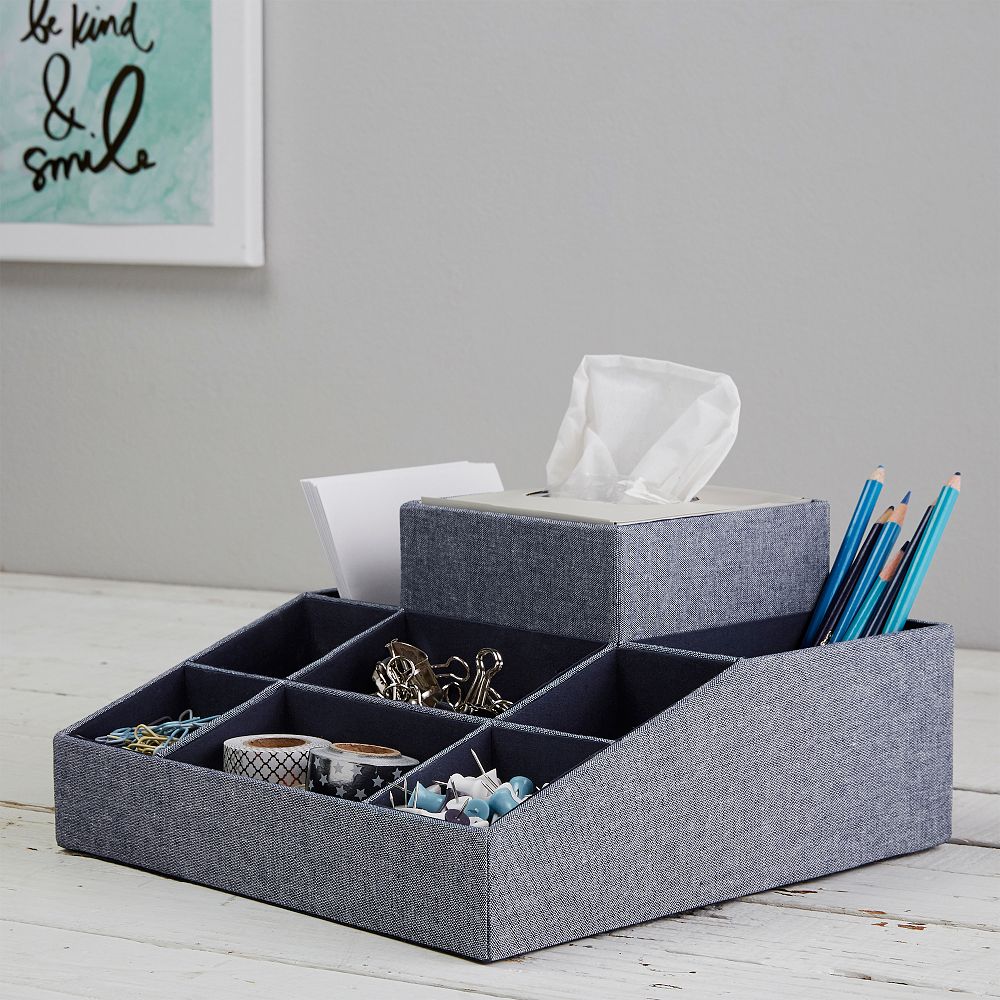 Eight Compartment Fabric Organizer W/ Tissue, Chambray
