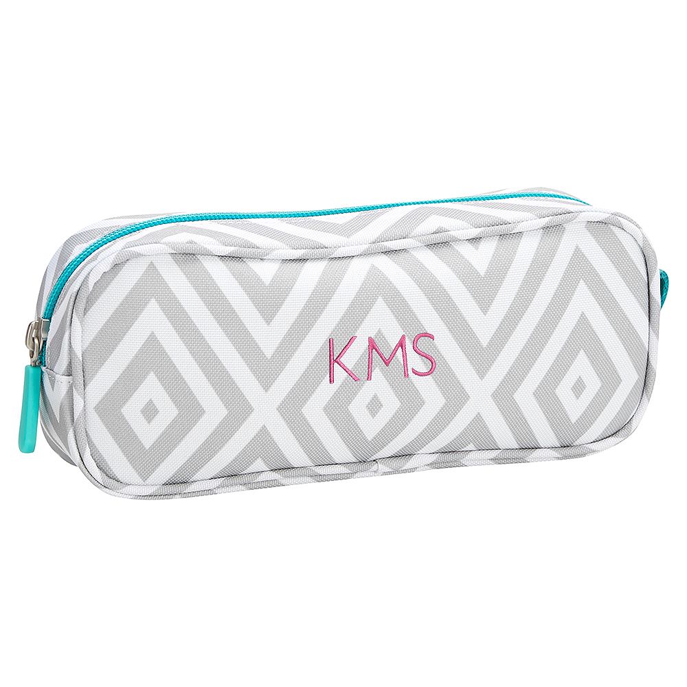 Gear-Up Gray Preppy Diamond Pencil Case