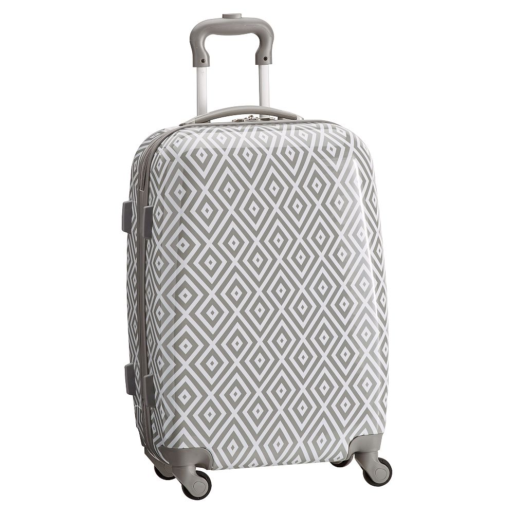 Hard-Sided Gray Preppy Diamond Carry-On Spinner