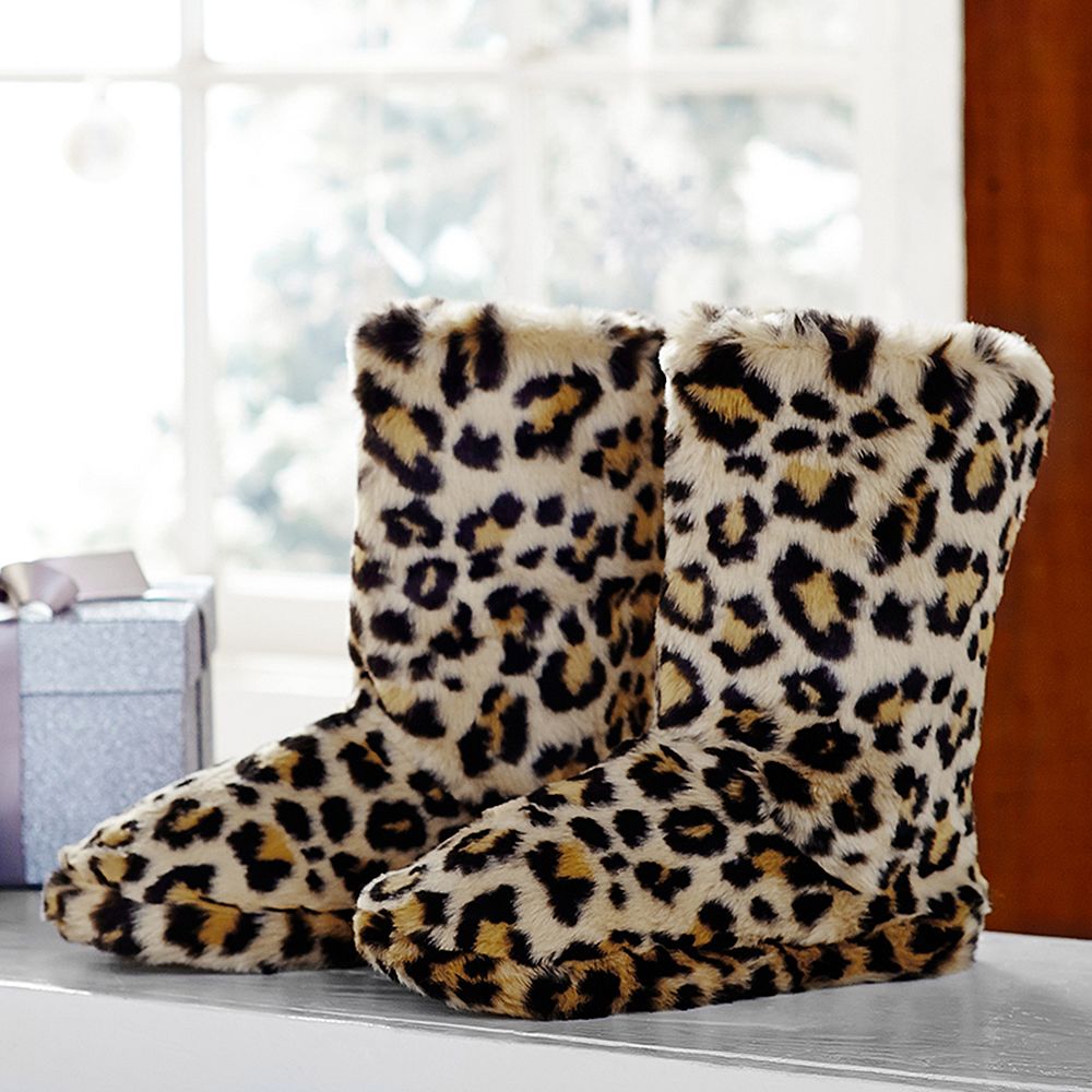 Faux-Fur Booties, Cheetah