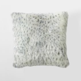 Grey Leopard Faux-Fur Pillow Cover