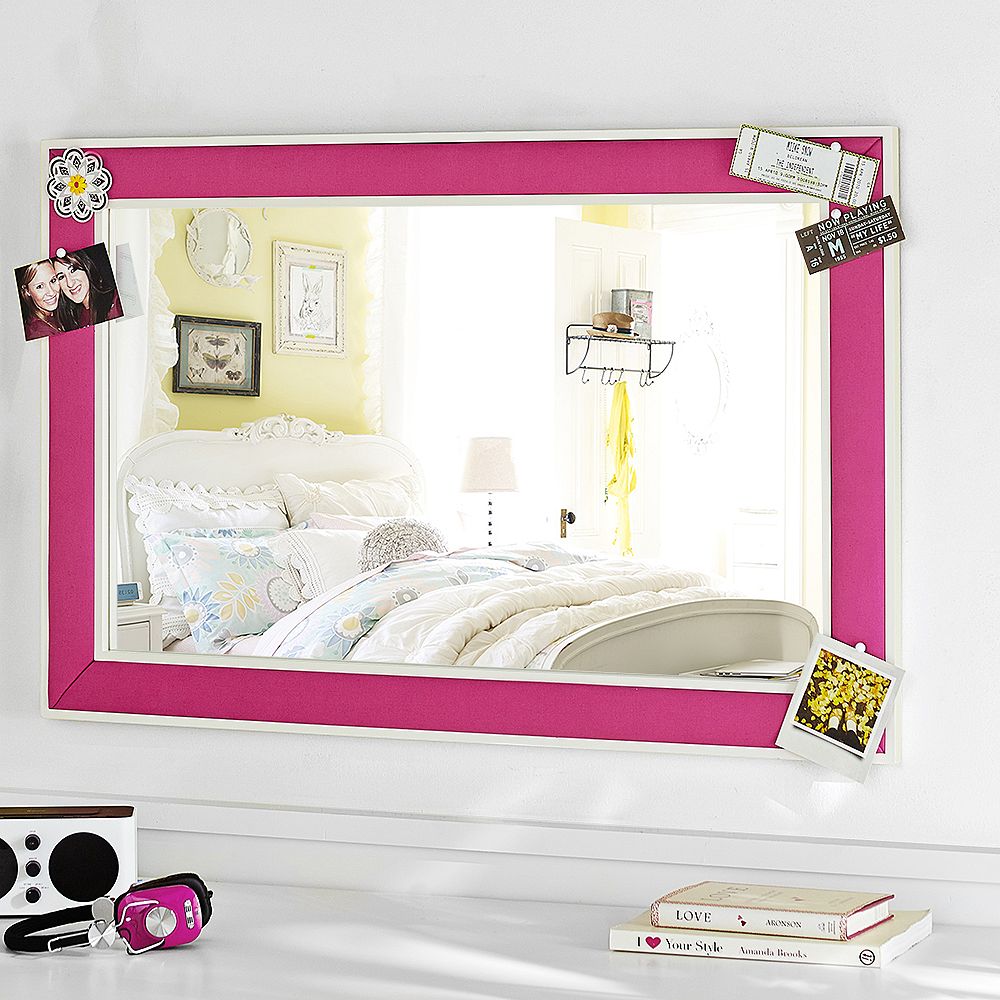 Pop Color Pinboard Mirror, Pink