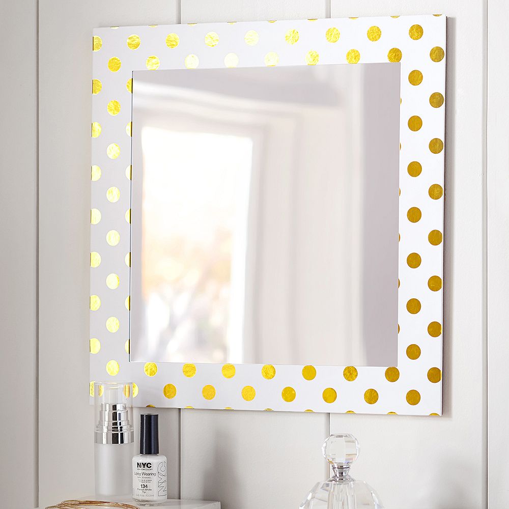 Paper Border Mirror, Gold Dot