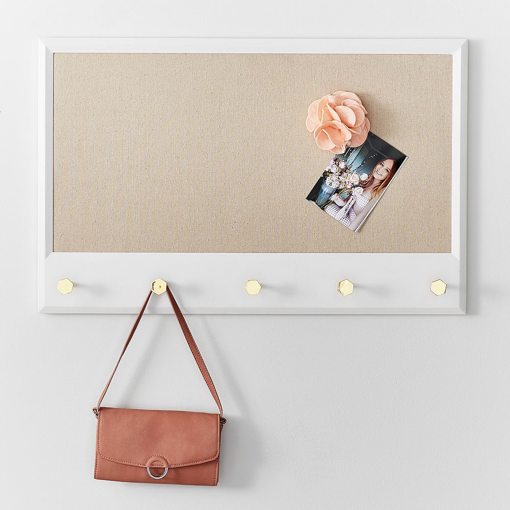 Wood Framed Pinboard With Hooks