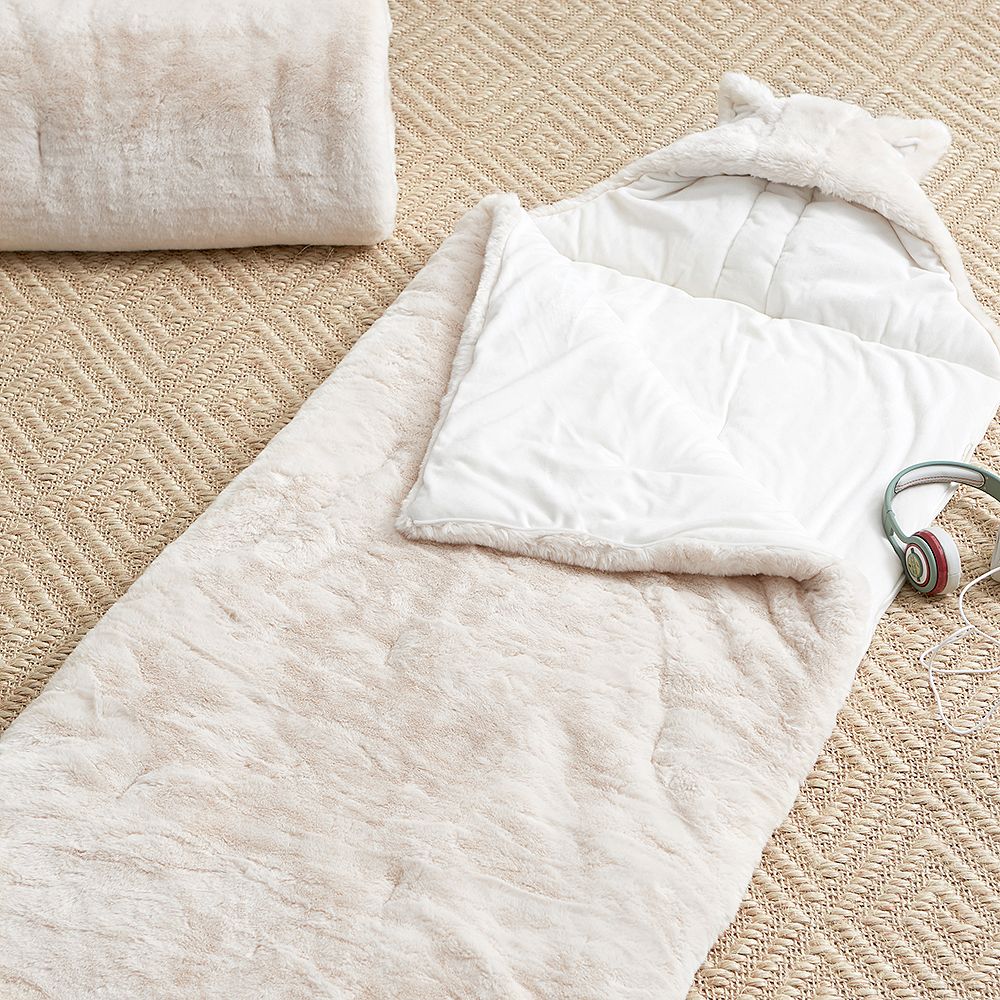 Faux Fur Sleeping Bag W/ Hood, Polar Bear