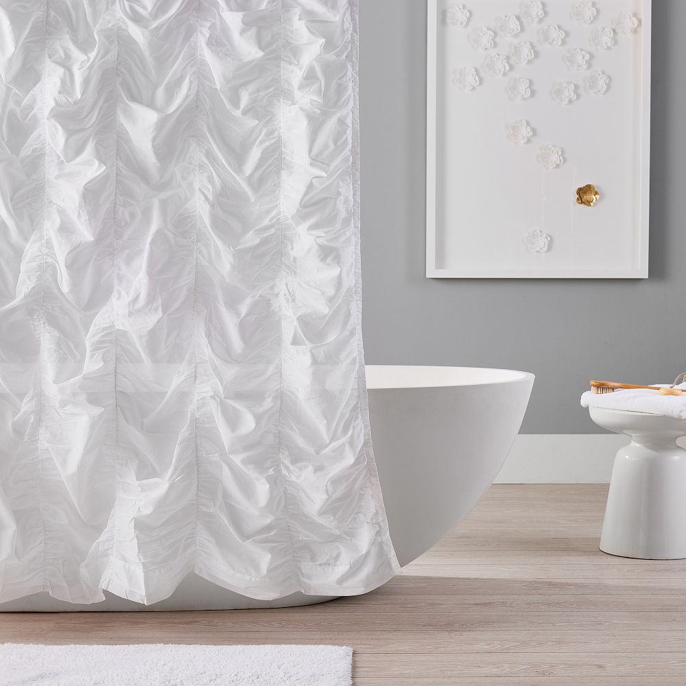 Ruched Linen Shower Curtain
