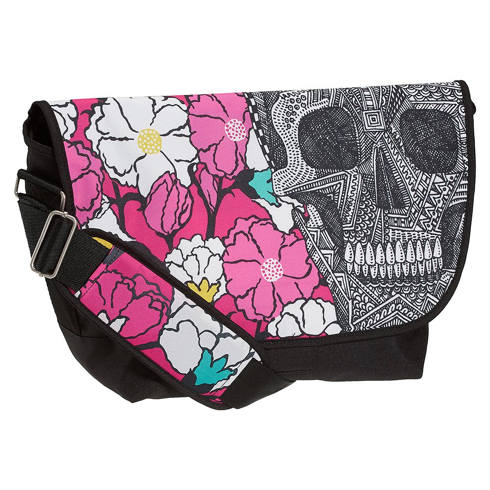 Arte Sempre Skull And Flower Messenger Bag