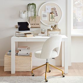 Chunky Boucle Ivory Andie Swivel Desk Chair
