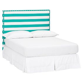 Raleigh Upholstered Print Headboard, Horizontal Stripe Turquoise