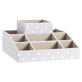 Eight Compartment Fabric Organizer W/ Tissue, Gray Dottie