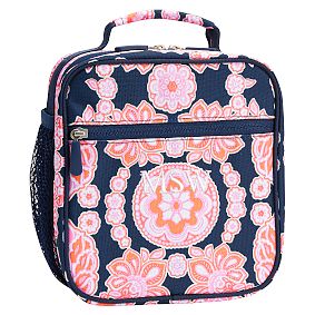 Gear-Up Navy/Coral Ceramic Tile Classic Lunch Bag