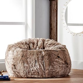 Wolf Faux-Fur Bean Bag Chair