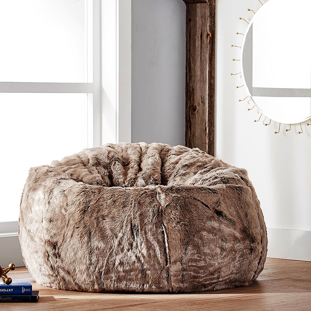 Wolf Faux-Fur Bean Bag Chair
