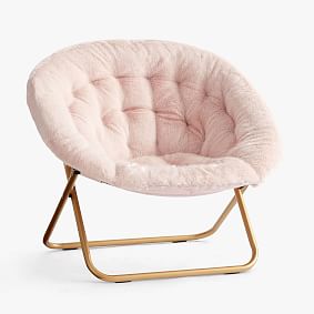 Iced Faux-Fur Blush with Gold Base Hang-A-Round Chair