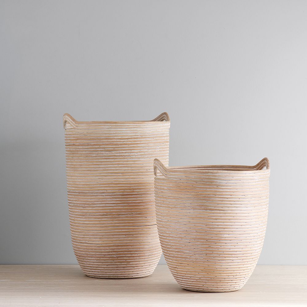 Whitewash Cane Storage Baskets