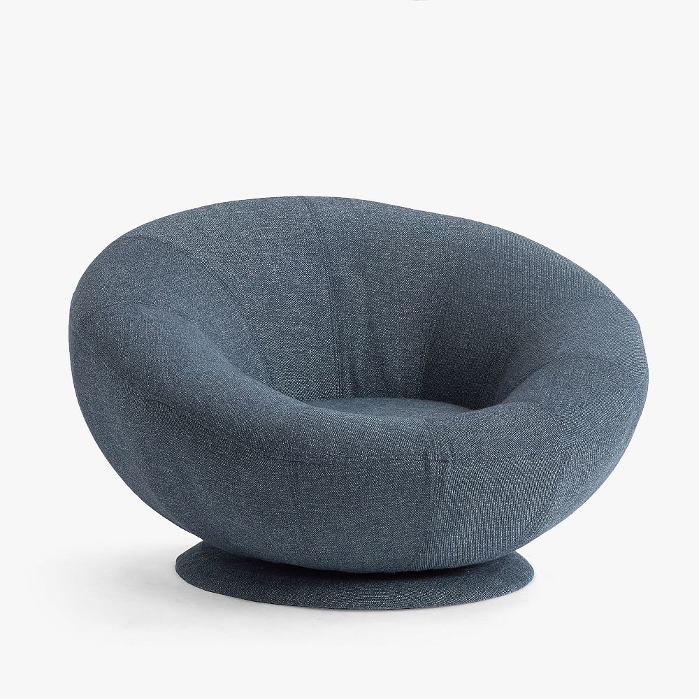 Boucle Twill Indigo Groovy Swivel Chair