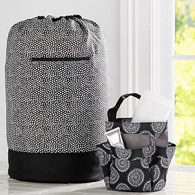 Shower + Laundry Set, Medallion Black Florette
