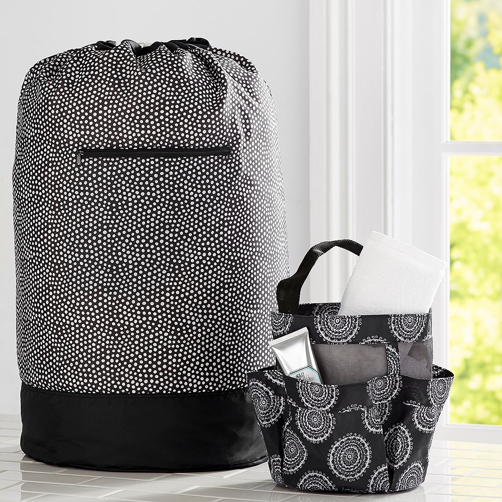 Shower + Laundry Set, Medallion Black Florette