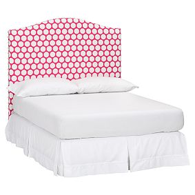 Raleigh Camelback Upholstered Print Headboard, Big Dot Candy Pink Bed
