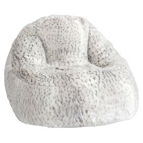 Leopard Faux-Fur Gray Leanback Lounger