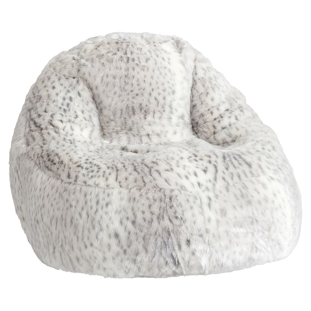 Leopard Faux-Fur Gray Leanback Lounger
