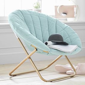 Performance Everyday Velvet Light Pool Channel Stitch Hang-A-Round Chair