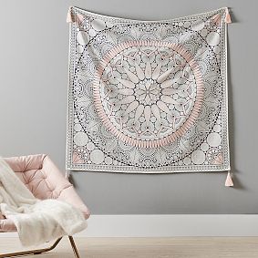 Printed Mandala Tapestry with Tassels