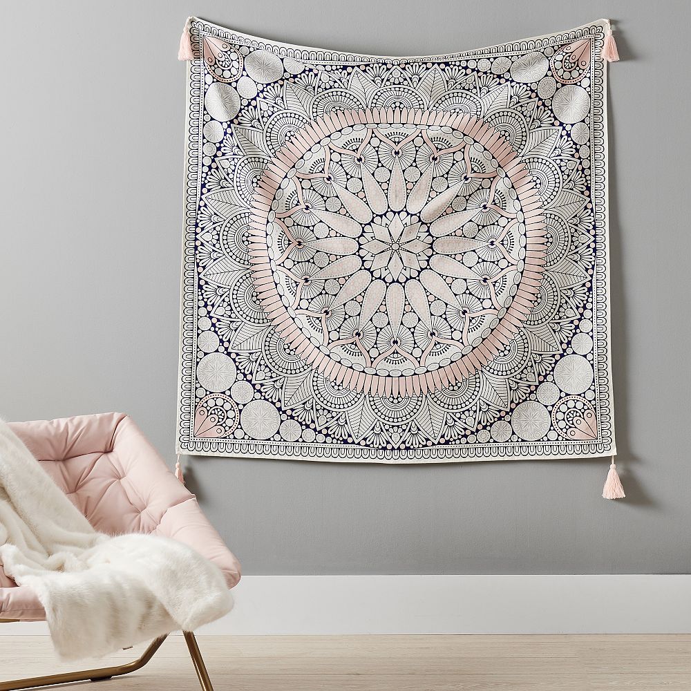 Printed Mandala Tapestry with Tassels