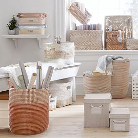 Whitewash Cane Storage Baskets