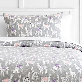 Winter Llama Organic Flannel Duvet Cover