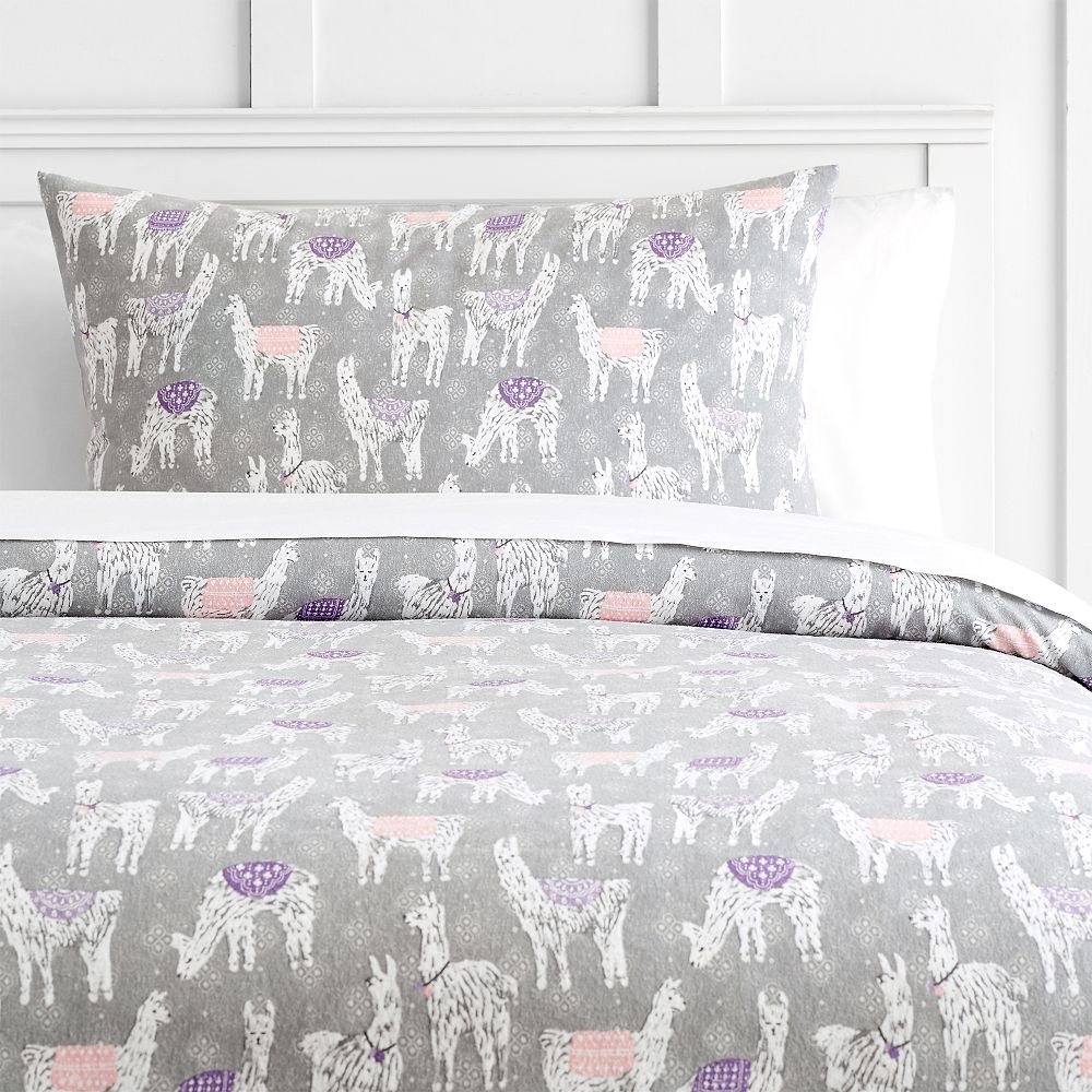 Winter Llama Organic Flannel Duvet Cover